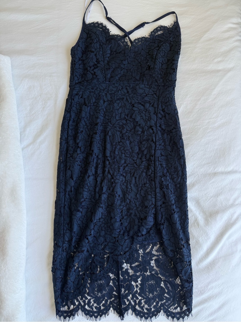 Lulus Lace Midi Slip Dress - Deep Navy